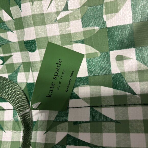 Kate Spade Green and White Checkered Tote Bag - Picture 3 of 3